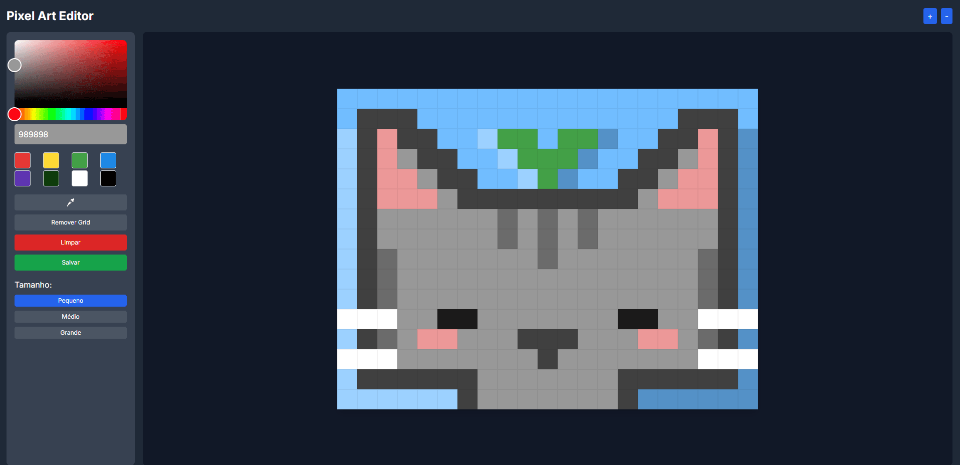 Captura de tela do projeto PixelArt